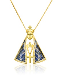 Fashion Gilded Diamond Virgin Cross Necklace