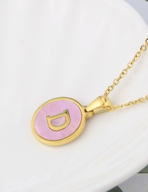Fashion Pink-d Titanium Steel Round Pink Bottom 26 Letter Necklace
