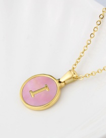 Fashion Pink-i Titanium Steel Round Pink Bottom 26 Letter Necklace