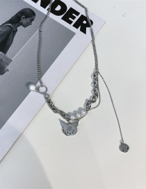 Fashion Silver Color Titanium Steel Cartoon Pearl Necklace