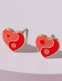 Fashion A1817rd Peach Heart Dripping Yin And Yang Earrings