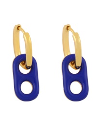 Fashion Blue Geometric Oval Hollow Earrings