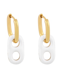 Fashion White Geometric Oval Hollow Earrings