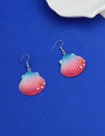 Fashion Pink Earrings Contrast Pearl Shell Stud Earrings