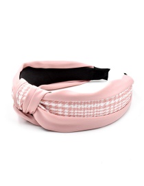 Fashion Pink Fabric Stitching Houndstooth Hair Band