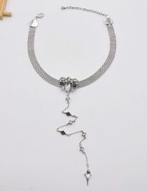 Fashion Silver Color Diamond Tassel T Necklace