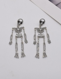 Fashion Silver Color Skeleton Earrings With Diamonds