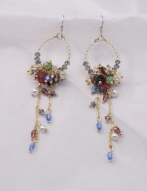 Fashion Color Woven Crystal Tassel Earrings