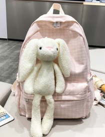 Fashion Pink Single Bag Rabbit Doll Check Backpack