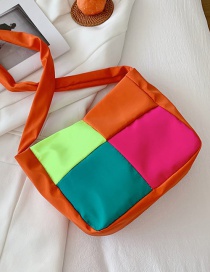 Fashion Orange Contrasting Color Shoulder Canvas Bag