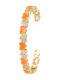 Fashion Orange Copper Inlaid Zircon Drop Oil Love Bracelet