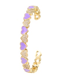 Fashion Purple Copper Inlaid Zircon Drop Oil Love Bracelet