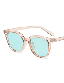 Fashion Light Tea Blue Slices Geometric Round Tinted Lens Sunglasses