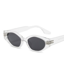 Fashion Transparent White All Gray Irregular Round Sunglasses