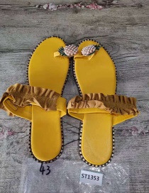 Fashion Yellow Pearl Pineapple Ruffle Slippers