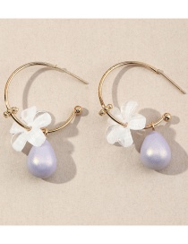 Fashion Purple Flower Drop Pearl Earrings