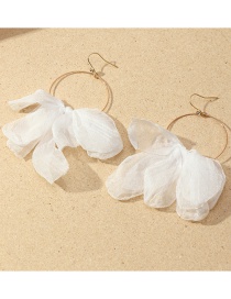 Fashion White Net Yarn Bow Earrings