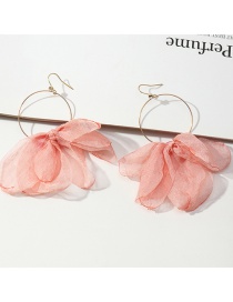 Fashion Pink Net Yarn Bow Earrings
