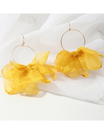 Fashion Yellow Net Yarn Bow Earrings