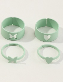 Fashion Light Green 9-piece Love Butterfly Ring Set