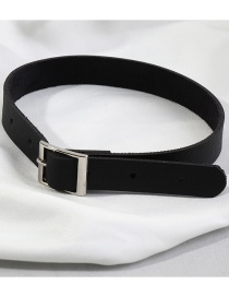 Fashion Black Leather Square Buckle Collar