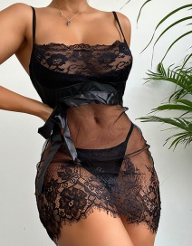 Fashion Black See-through Lace Tie Underwear Set