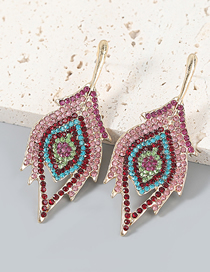 Fashion Pink Alloy Diamond Rhinestone Leaf Eye Earrings