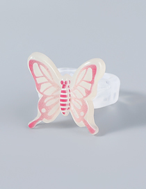 Fashion Pink Resin Acrylic Butterfly Ring