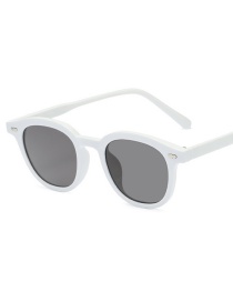 Fashion White Frame Gray Piece Round Lens Frame Glasses