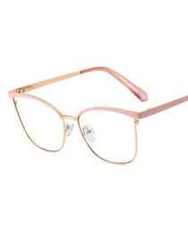 Fashion Pink Metal Geometric Frame Glasses
