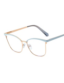 Fashion Light Blue Metal Geometric Frame Glasses