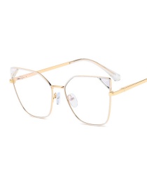Fashion White Metal Square Frame Flat Glasses