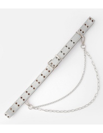 Fashion Silver Color Double Row Hole Pin Buckle Chain Belt