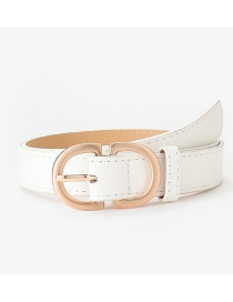 Fashion White Metal Geometric Buckle Belt