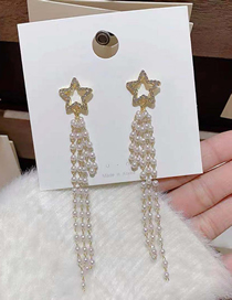 Fashion Gold Color Five-pointed Star Pearl Tassel Earrings
