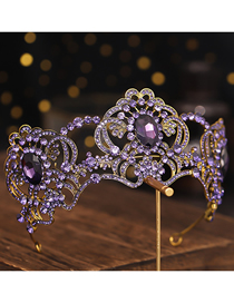 Fashion Purple Rhinestone Hollow Crown Headband
