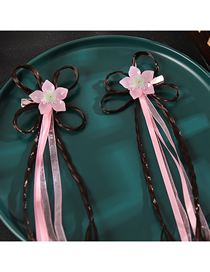 Fashion Pink Flower Tassel Wig Braid Side Hairpin