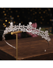 Fashion Silver Color Rhinestone Geometric Flower Crown