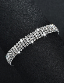 Fashion Silver Color Four Rows Diamond Bracelet