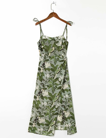 Fashion Green Printed Strappy Dress