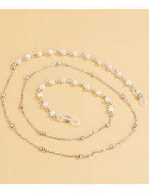 Fashion Silver 0069 Pearl Beaded Glasses Chain Lanyard
