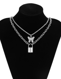 Fashion White K 1153 Metal Butterfly Lock Set Necklace