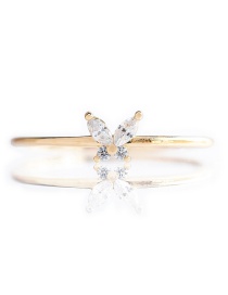 Fashion White Zirconium Butterfly Geometric Butterfly Ring