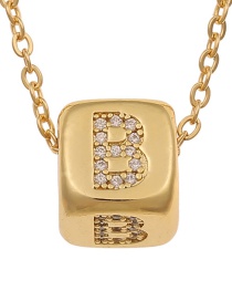 Fashion B Copper Micro-inlaid Zirconium Geometric Shape English Alphabet Necklace