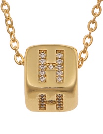 Fashion H Copper Micro-inlaid Zirconium Geometric Shape English Alphabet Necklace
