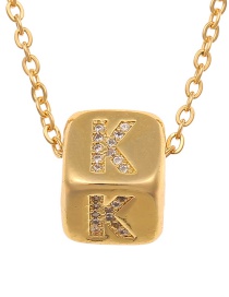 Fashion K Copper Micro-inlaid Zirconium Geometric Shape English Alphabet Necklace