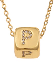 Fashion P Copper Micro-inlaid Zirconium Geometric Shape English Alphabet Necklace