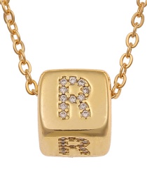 Fashion R Copper Micro-inlaid Zirconium Geometric Shape English Alphabet Necklace