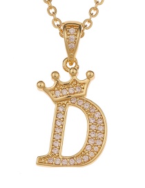 Fashion D Crown English Alphabet Chain Necklace
