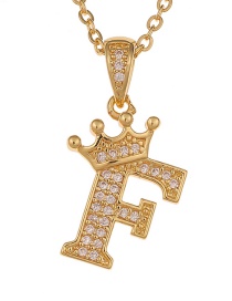 Fashion F Crown English Alphabet Chain Necklace
